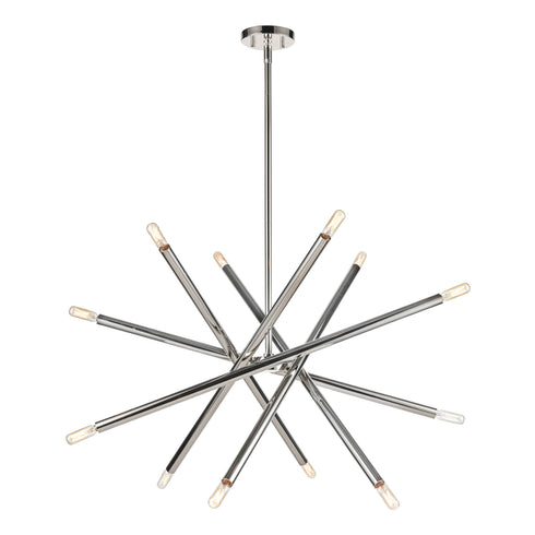 ZEEV Lighting MANDELORIAN 12 Light 32 Inch Inch Adjustable Satin Brushed Black Sputnik Chandelier in Matte Black Finish Model: CD10038-12-MBK