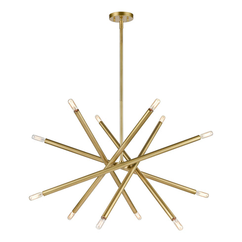 ZEEV Lighting MANDELORIAN 12 Light 32 Inch Inch Adjustable Satin Brushed Black Sputnik Chandelier in Matte Black Finish Model: CD10038-12-MBK