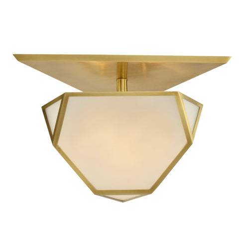 ZEEV Lighting MOONBOW 3 Light 21 Inch Architectural Glass in Aged Brass Semi Flush Mount Model: SF50010-3-AGB