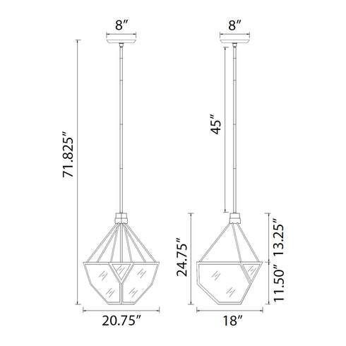 Zeev Lighting MOONBOW 3 Light 3 Light 21 Inch Architectural Glass in Satin Brushed Black Chandelier Model: CD10029-3-SBB