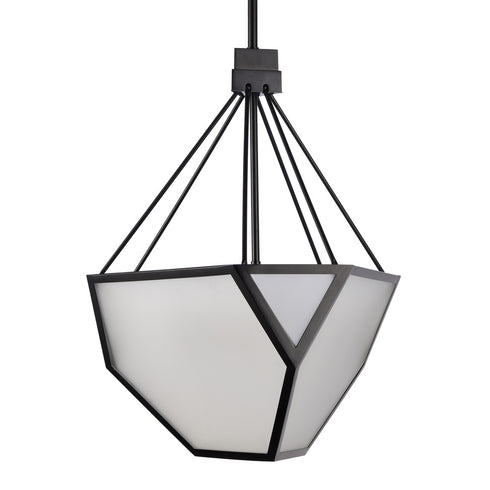 Zeev Lighting MOONBOW 3 Light 3 Light 21 Inch Architectural Glass in Satin Brushed Black Chandelier Model: CD10029-3-SBB