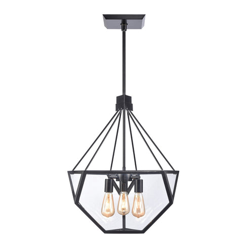 Zeev Lighting MOONBOW 3 Light 3 Light 21 Inch Architectural Glass in Satin Brushed Black Chandelier Model: CD10029-3-SBB