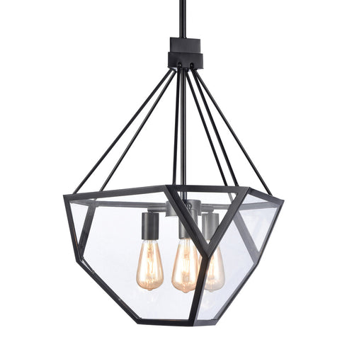 Zeev Lighting MOONBOW 3 Light 3 Light 21 Inch Architectural Glass in Satin Brushed Black Chandelier Model: CD10029-3-SBB