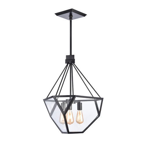Zeev Lighting MOONBOW 3 Light 3 Light 21 Inch Architectural Glass in Satin Brushed Black Chandelier Model: CD10029-3-SBB