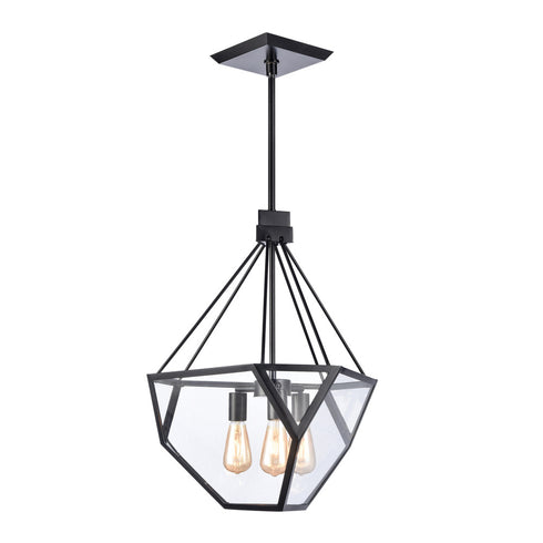Zeev Lighting MOONBOW 3 Light 3 Light 21 Inch Architectural Glass in Satin Brushed Black Chandelier Model: CD10029-3-SBB