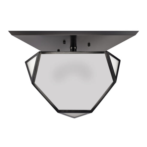 Zeev Lighting MOONBOW 3 Light 3 Light 21 Inch Architectural Glass in Satin Brushed Black Semi Flush Mount Model: SF50011-3-SBB