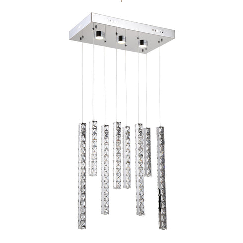ZEEV Lighting Norwood 20 Inch LED 8 Light Vertical Crystal Multi Pendant in Chrome Model: CD10107-LED-CH-D