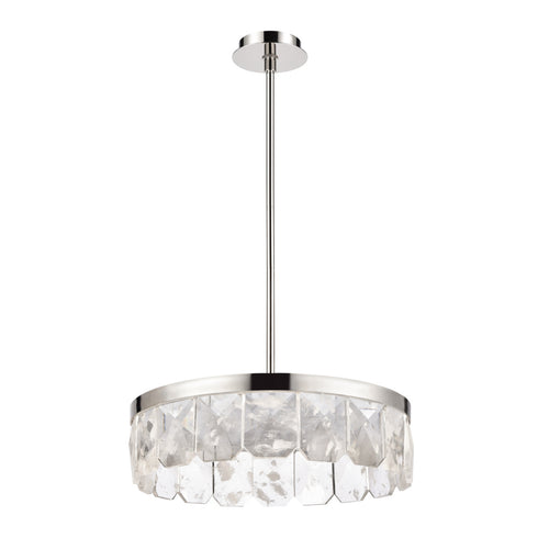 ZEEV Lighting Odraz 24 Inch Infused Clear Crystal LED Pendant in Polished Nickel Model: P11802-LED-24-PN