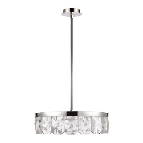 ZEEV Lighting Odraz 24 Inch Infused Clear Crystal LED Pendant in Polished Nickel Model: P11802-LED-24-PN