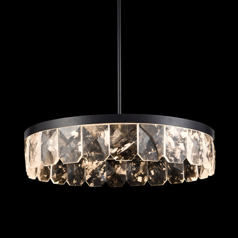 ZEEV Lighting Odraz 32 Inch Infused Clear Crystal LED Chandelier in Satin Black in Satin Brushed Black Finish Model: CD11806-LED-32-SBB