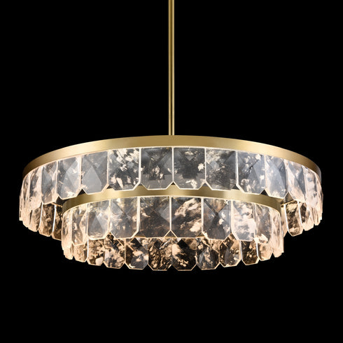 ZEEV Lighting Odraz 44 Inch 2 Tier Infused Crystal LED Chandelier in Aged Brass Model: CD11810-LED-T2-44-AGB