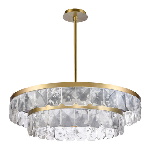 ZEEV Lighting Odraz 44 Inch 2 Tier Infused Crystal LED Chandelier in Aged Brass Model: CD11810-LED-T2-44-AGB