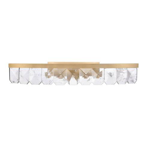 ZEEV Lighting Odraz 45 Inch Infused Clear Crystal Curved LED Vanity in Aged Brass Model: VL11819-LED-45-AGB