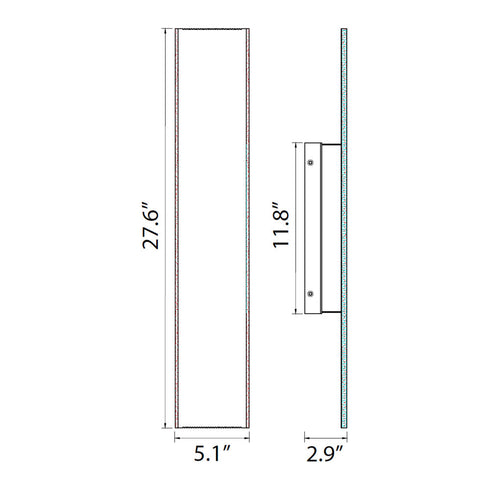 ZEEV Lighting Oluk 28 Inch Sleek Designer LED Wall Sconce in Matte Black in Oxide Black Finish Model: EW10504-LED-28-BX