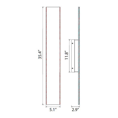 ZEEV Lighting Oluk 35 Inch Sleek Designer LED Wall Sconce in Matte Black in Oxide Black Finish Model: EW10506-LED-35-BX