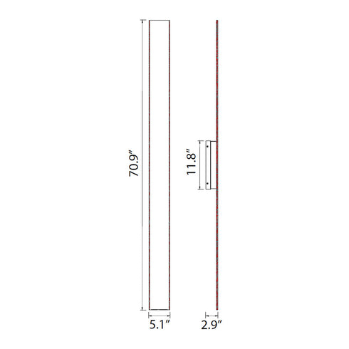 ZEEV Lighting Oluk 72 Inch Sleek Designer LED Wall Sconce in Brushed Aluminum Model: EW10509-LED-71-AL