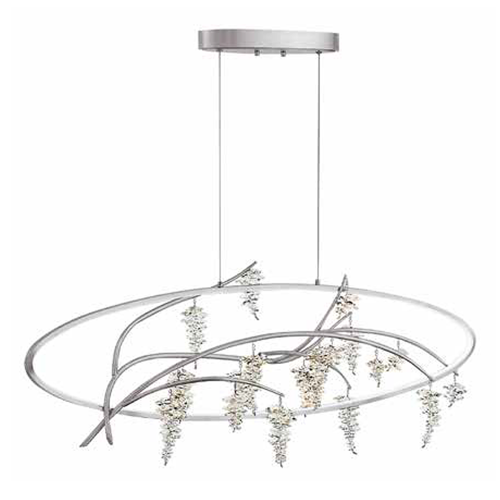 Zeev Lighting ORCHARD LED 48 Inch Organic Oval in Silver Leaf Linear C ...