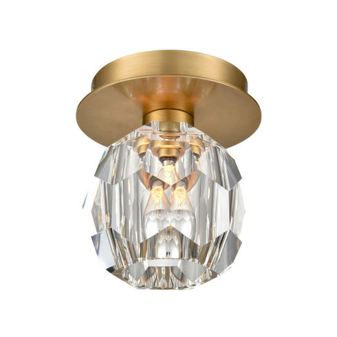 ZEEV Lighting PARISIAN 1 Light 5 Inch Single in Aged Brass Crystal Mini Flush Mount Model: FM60051-1-AGB