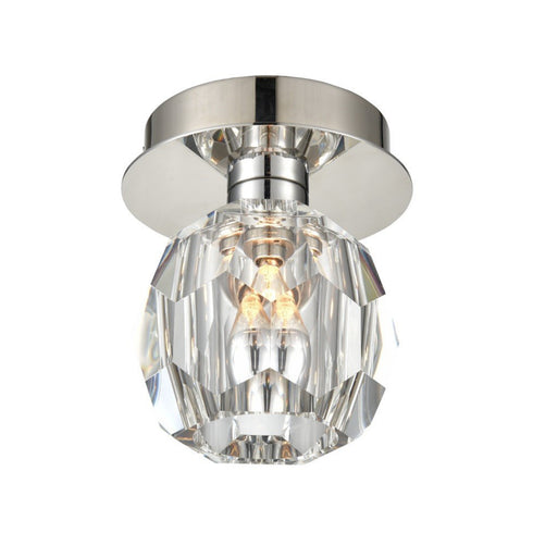 ZEEV Lighting PARISIAN 1 Light 5 Inch Single in Aged Brass Crystal Mini Flush Mount Model: FM60051-1-AGB