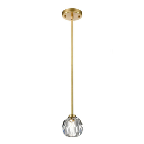 ZEEV Lighting PARISIAN 1 Light 5 Inch Single in Aged Brass Crystal Mini Pendant Model: MP40035-1-AGB