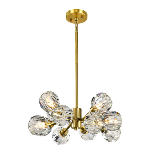 Zeev Lighting PARISIAN 12 Light 12 Light 24 Inch Modern Sputnik in Aged Brass Crystal Chandelier Model: CD10506-12-AGB