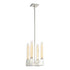 ZEEV Lighting PLACID 4 Light 12 Inch in Aged Brass Square Arm Styled Glass Chandelier Model: P30099-4-AGB