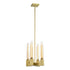 ZEEV Lighting PLACID 4 Light 12 Inch in Aged Brass Square Arm Styled Glass Chandelier Model: P30099-4-AGB
