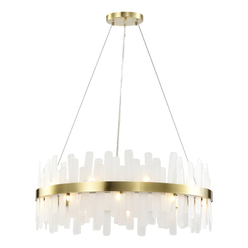ZEEV Lighting TORRENT 20 Light 32 Inch Glass Slated Ring Chandelier in Aged Brass Finish Model: CD10371-20-AGB