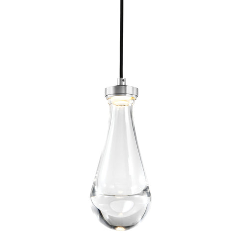 Zeev Lighting VASO 1 Light LED 3CCT 1 Light Heavy Clear Rain Drop Glass in Aged Brass Mini Pendant Light Model: MP10901-LED-AGB