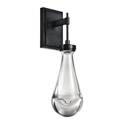 Zeev Lighting VASO 1 Light LED 3CCT 1 Light Heavy Clear Rain Drop Glass in Aged Brass Vertical Wall Sconce Model: WS10905-LED-AGB