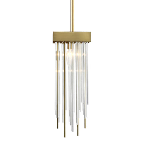 ZEEV Lighting WATERFALL 1 Light 6 Inch Square in Aged Brass Convertible Flush Crystal Mini Pendant Light Model: MP40050-1-AGB