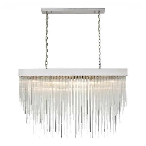 Zeev Lighting WATERFALL 17 Light 17 Light 48 Inch Rectangular in Satin Brushed Black Crystal Chandelier Model: CD10411-17-SBB