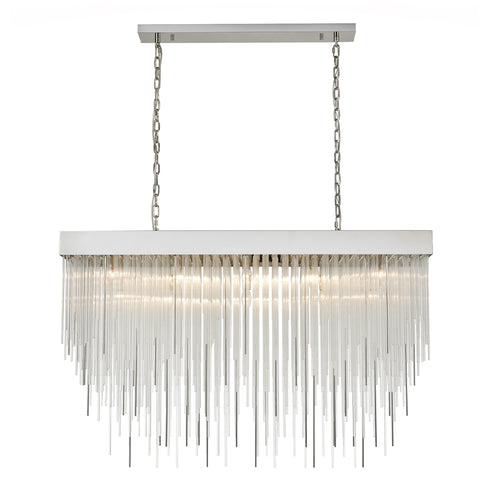 ZEEV Lighting WATERFALL 17 Light 48 Inch Rectangular in Aged Brass Crystal Chandelier Model: CD10330-17-AGB
