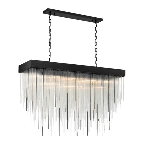 ZEEV Lighting WATERFALL 17 Light 48 Inch Rectangular in Aged Brass Crystal Chandelier Model: CD10330-17-AGB