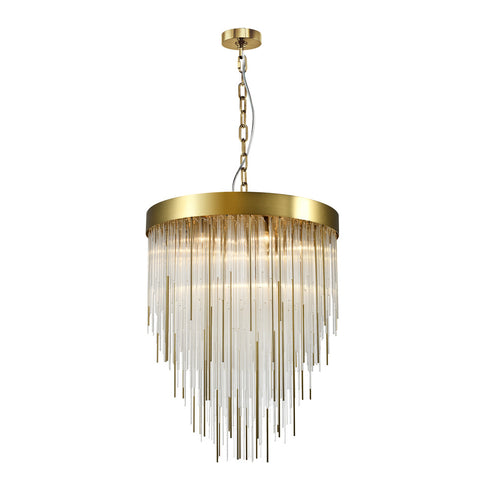 Zeev Lighting WATERFALL 4 Light 4 Light 12 Inch Round in Aged Brass Convertible Flush Crystal Chandelier Model: P30008-4-AGB