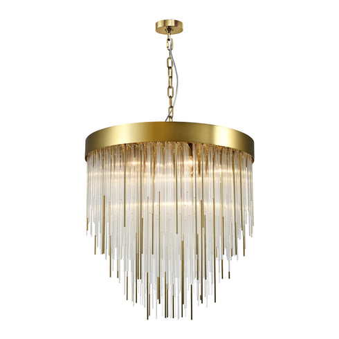 Zeev Lighting WATERFALL 4 Light 4 Light 12 Inch Round in Aged Brass Convertible Flush Crystal Chandelier Model: P30008-4-AGB