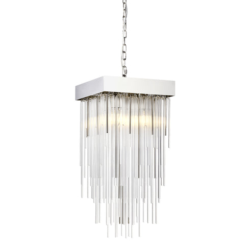 Zeev Lighting WATERFALL 4 Light 4 Light 12 Inch Square in Aged Brass Crystal Pendant Light Model: P30107-4-P-AGB