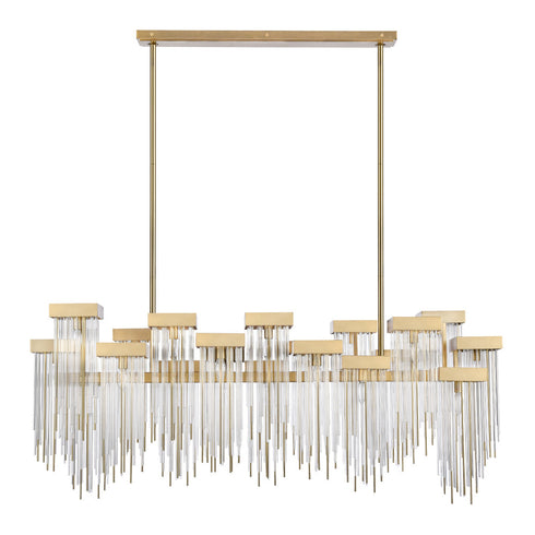 ZEEV Lighting Waterfall 60 Inch 20 Light Cityscape Glass Chandelier in Aged Brass Model: CD10424-20-AGB