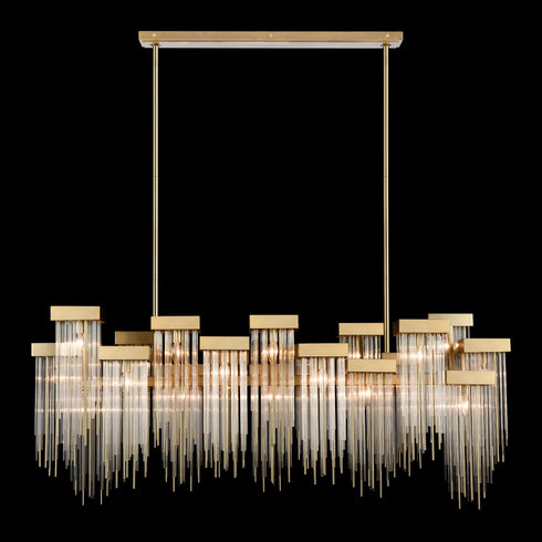 ZEEV Lighting Waterfall 60 Inch 20 Light Cityscape Glass Chandelier in Aged Brass Model: CD10424-20-AGB