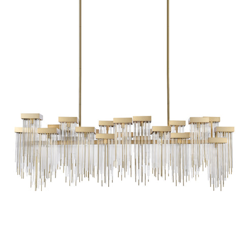 ZEEV Lighting Waterfall 72 Inch 24 Light Cityscape Glass Chandelier in Aged Brass Model: CD10425-24-AGB