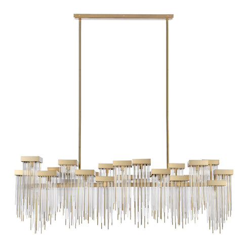 ZEEV Lighting Waterfall 72 Inch 24 Light Cityscape Glass Chandelier in Aged Brass Model: CD10425-24-AGB