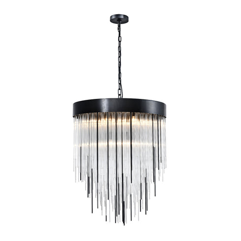 ZEEV Lighting WATERFALL 9 Light 24 Inch Round in Aged Brass Convertible Flush Crystal Chandelier Model: CD10418-9-AGB