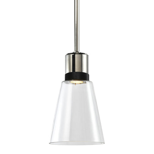 ZEEV Lighting ZIGRINA 10 Inch LED 3CCT Clear Dome Glass Pendant Light and in Polished Nickel with Black Metal Finish Model: P11703-LED-PN-K-SBB-G12