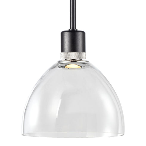 ZEEV Lighting ZIGRINA 10 Inch LED 3CCT Clear Dome Glass Pendant Light and in Satin Brushed Black with Nickel Metal Finish Model: P11704-LED-SBB-K-PN-G12