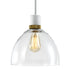 ZEEV Lighting ZIGRINA 3 Inch E26 Cylindrical Pendant Light 12 Inch Clear Glass and in Matte White with Brass Finish Model: P11706-E26-MW-K-AGB-G1
