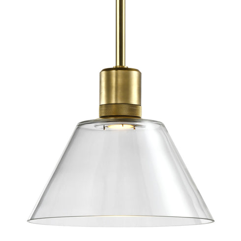 ZEEV Lighting ZIGRINA 3 Inch LED 3CCT Vertical Cylindrical Pendant Light 12 Inch Clear Glass and in Aged Brass Finish Model: P11701-LED-AGB-G1