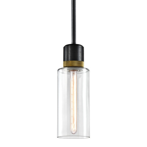 ZEEV Lighting ZIGRINA 3 Inch LED 3CCT Vertical Cylindrical Pendant Light 12 Inch Clear Glass and in Aged Brass Finish Model: P11701-LED-AGB-G1