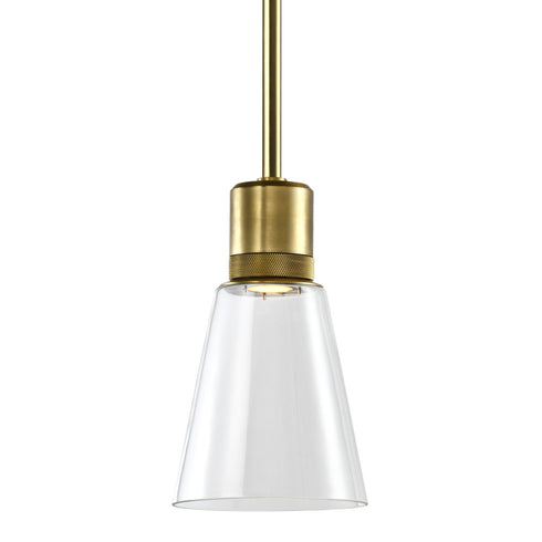 ZEEV Lighting ZIGRINA 3 Inch LED 3CCT Vertical Cylindrical Pendant Light 12 Inch Clear Glass and in Aged Brass Finish Model: P11701-LED-AGB-G1