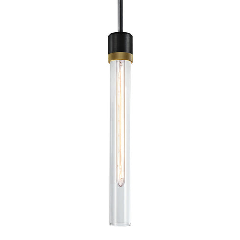 ZEEV Lighting ZIGRINA 3 Inch LED 3CCT Vertical Cylindrical Pendant Light 12 Inch Clear Glass and in Aged Brass Finish Model: P11701-LED-AGB-G1
