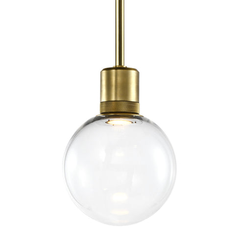 ZEEV Lighting ZIGRINA 3 Inch LED 3CCT Vertical Cylindrical Pendant Light 12 Inch Clear Glass and in Aged Brass Finish Model: P11701-LED-AGB-G1
